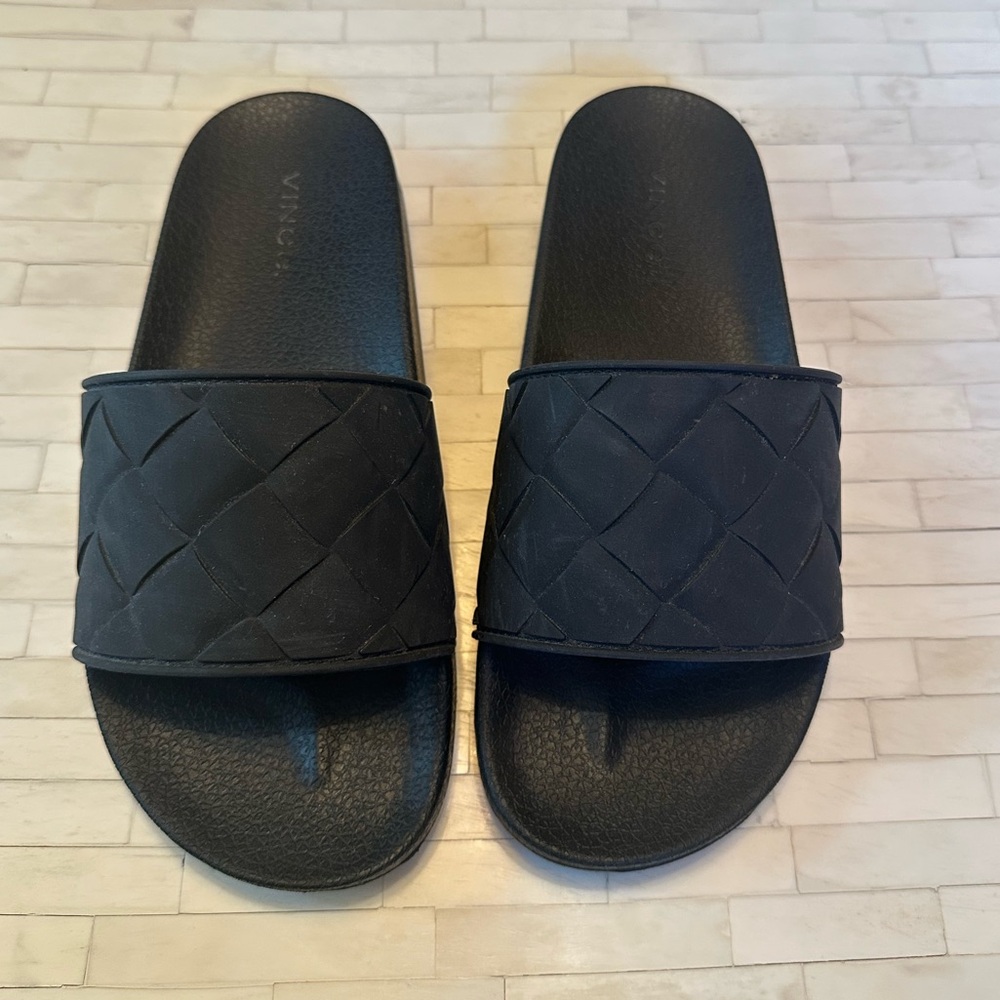 VINCE Black Watley Eva Woven Slides size 7.5